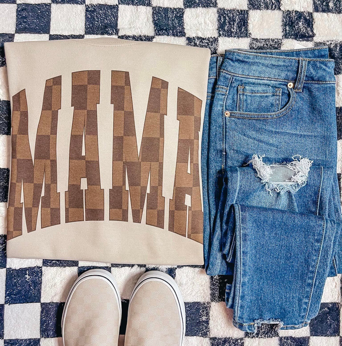 Mama Checkered Sweatshirt - Two Colors & Styles