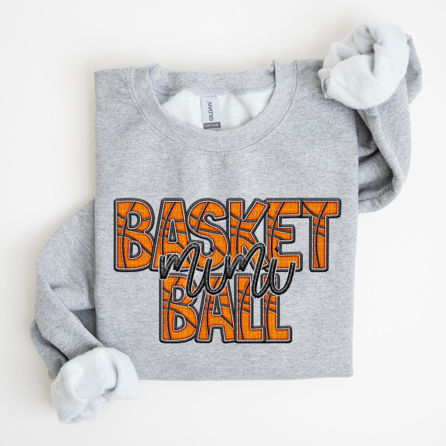 Basketball Family Member Sweatshirt FAUX embroidery graphic