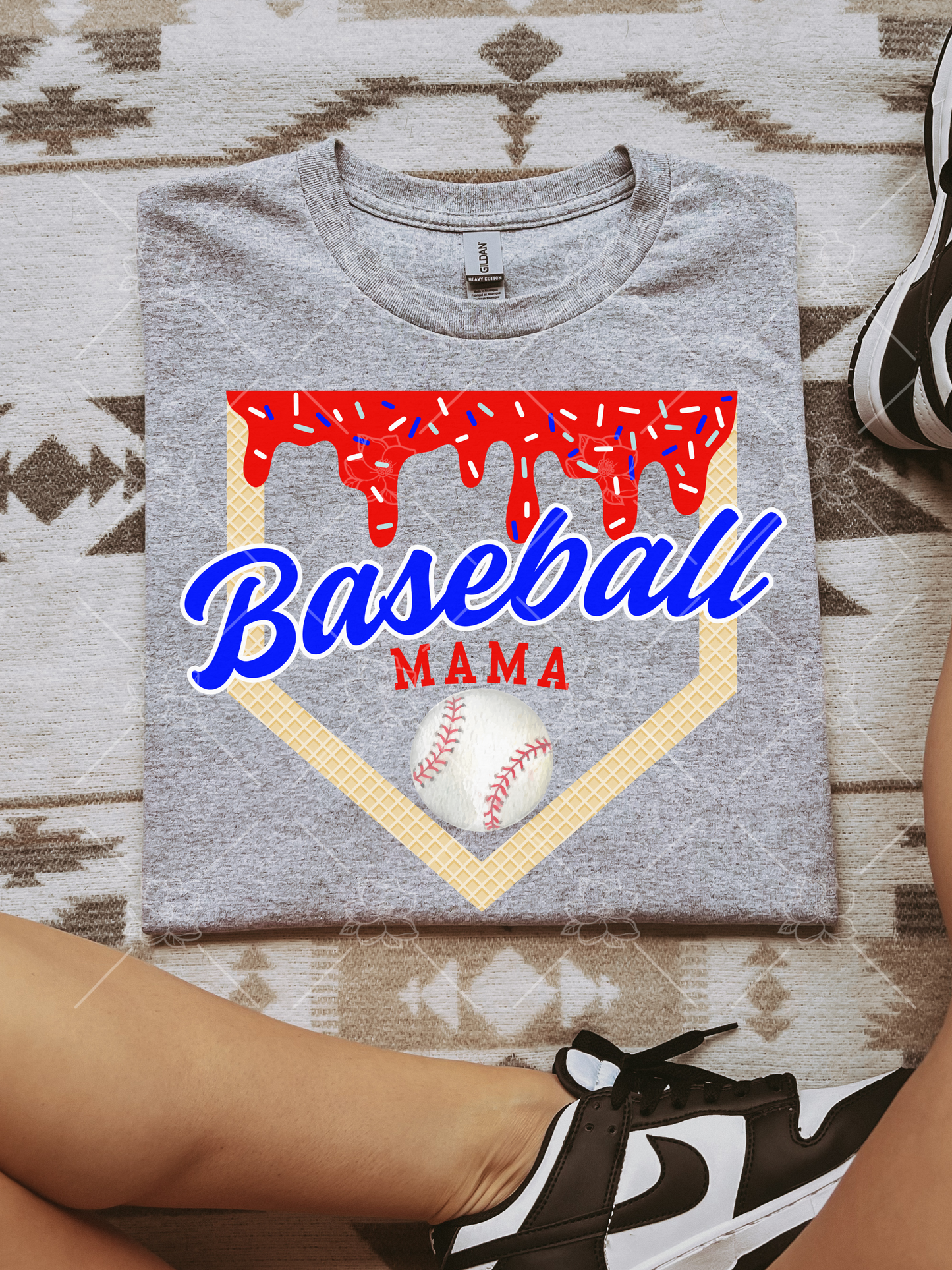 Baseball Drip Red Top Graphic Tee
