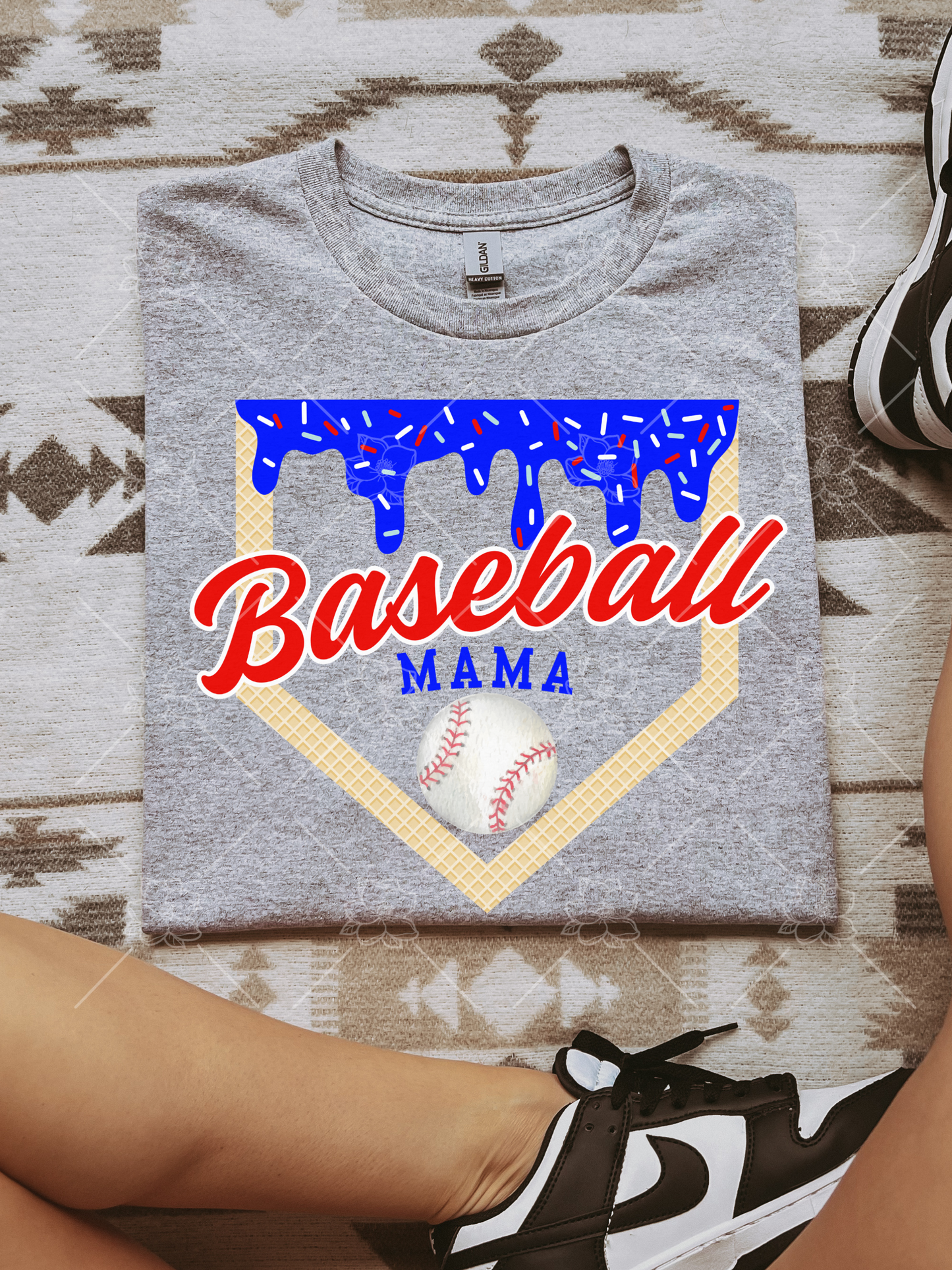 Baseball Drip Blue Top Graphic Tee