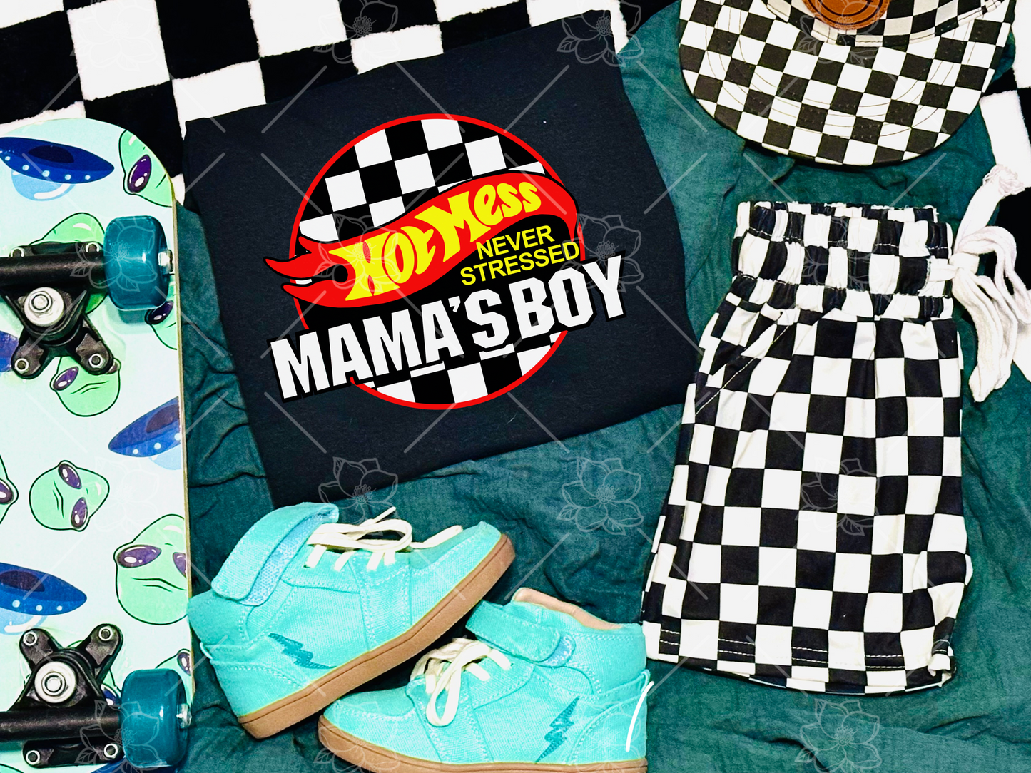 Hot mess, never stressed mamas boy graphic - Youth