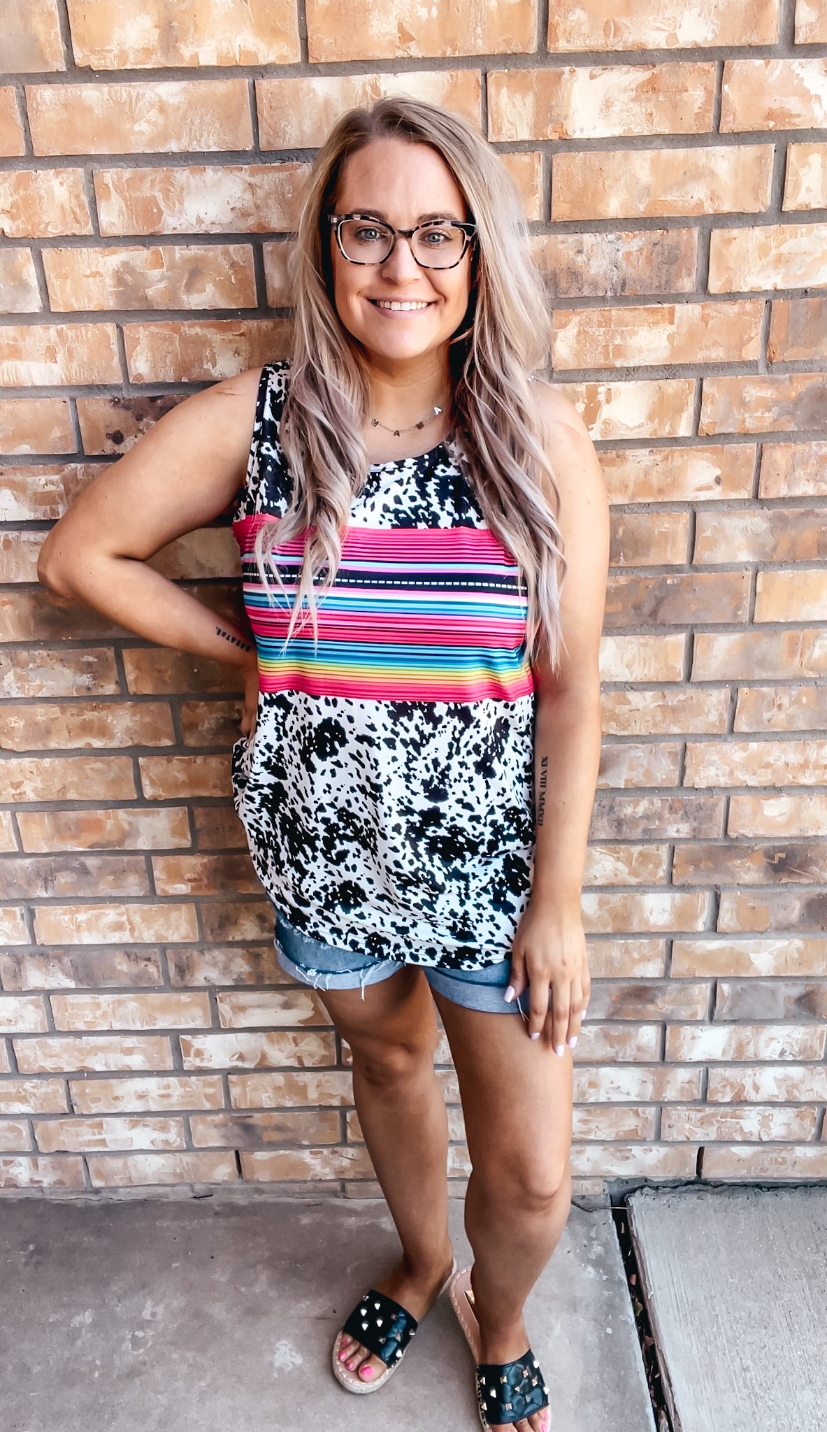 SS Serape & Cow Print Tank