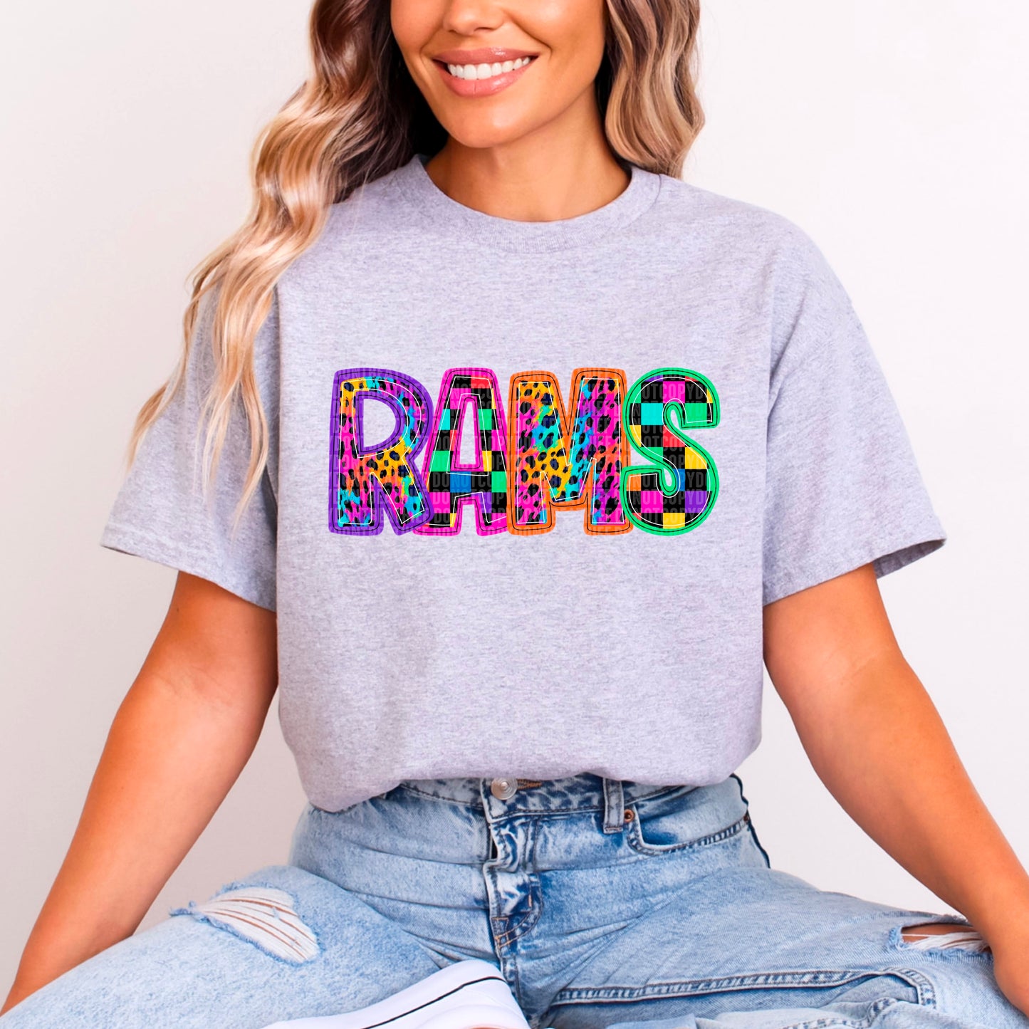 Rainbow Mascot Sweatshirt FAUX embroidery & Glitter graphic