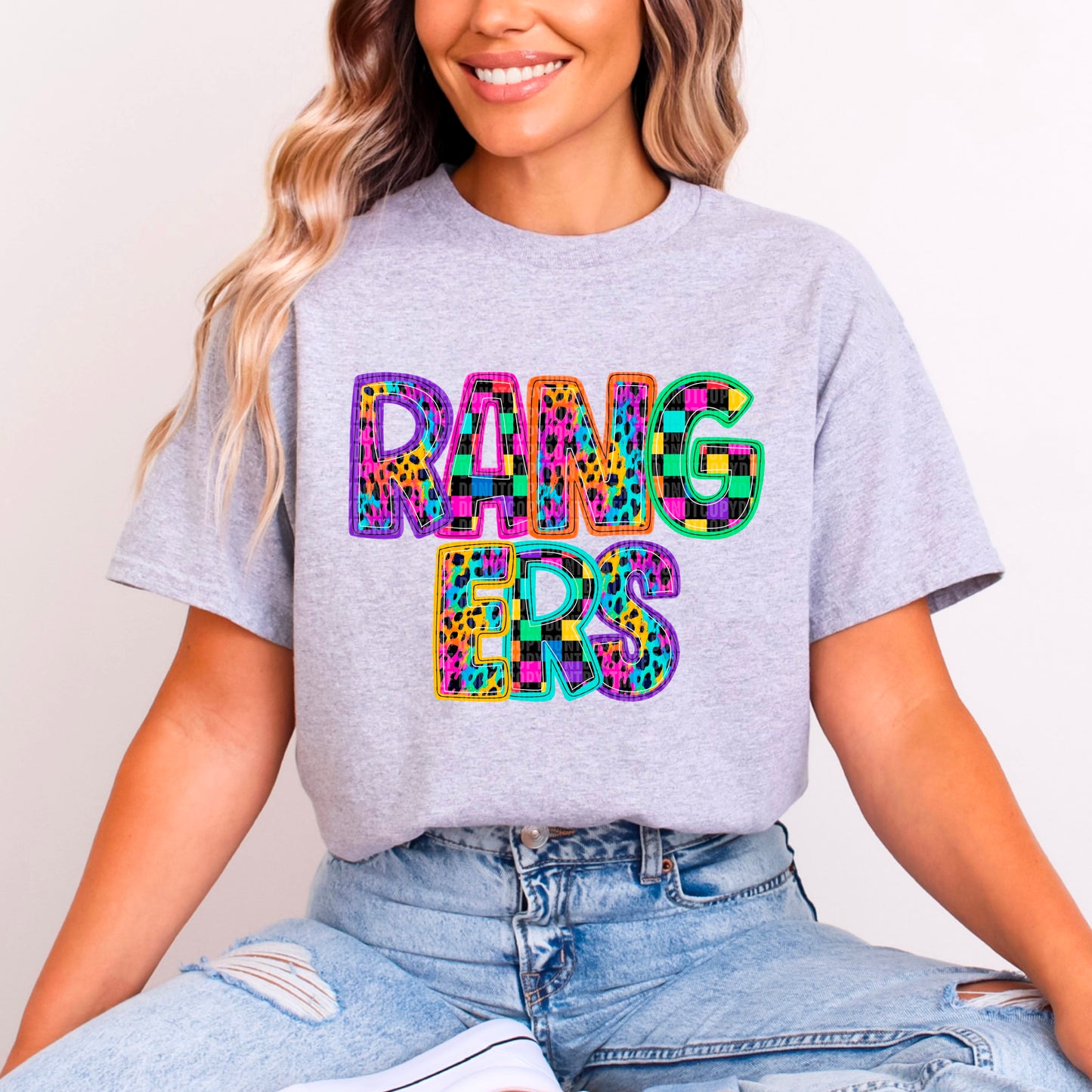 Rainbow Mascot Sweatshirt FAUX embroidery & Glitter graphic