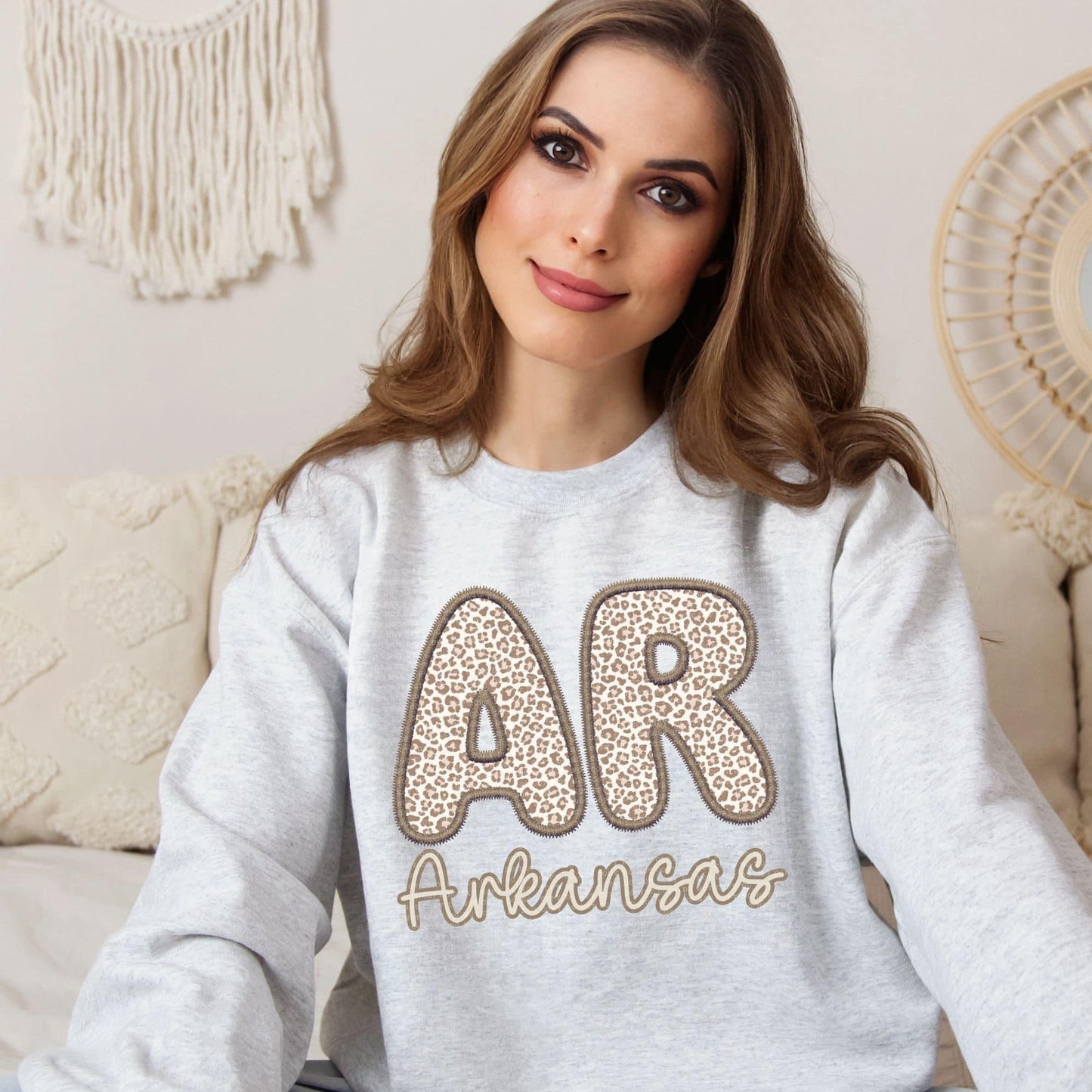 Leopard State Sweatshirts Faux Embroidery