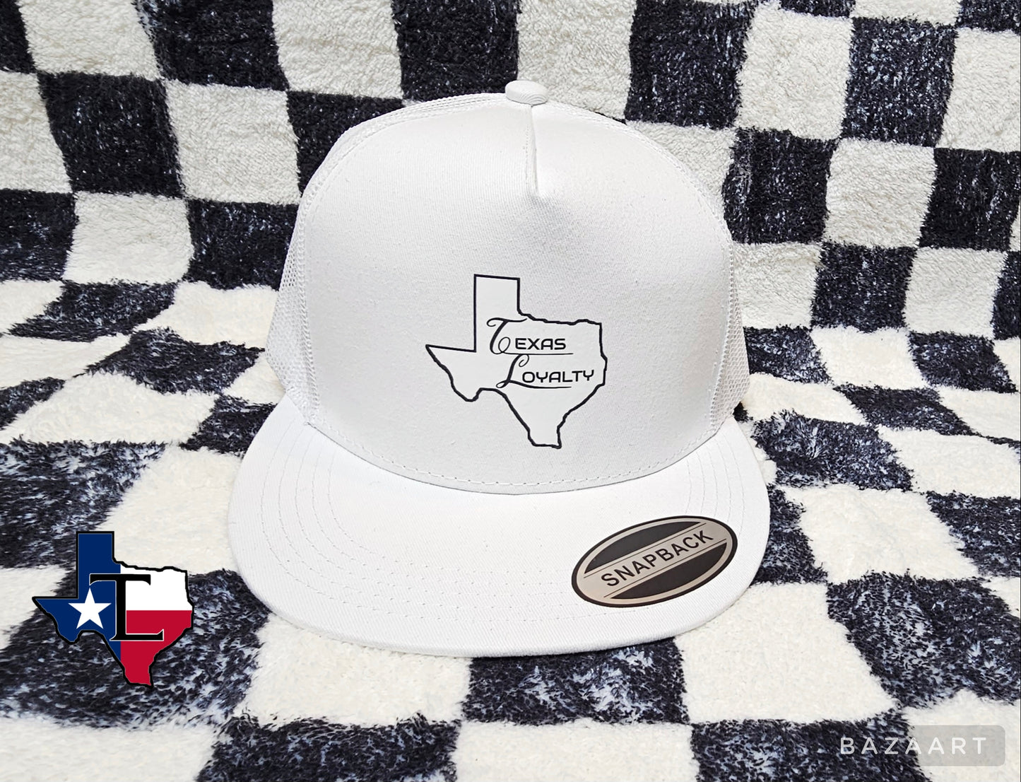 Texas Loyalty Brand - White on White Flat Bill Snap Back