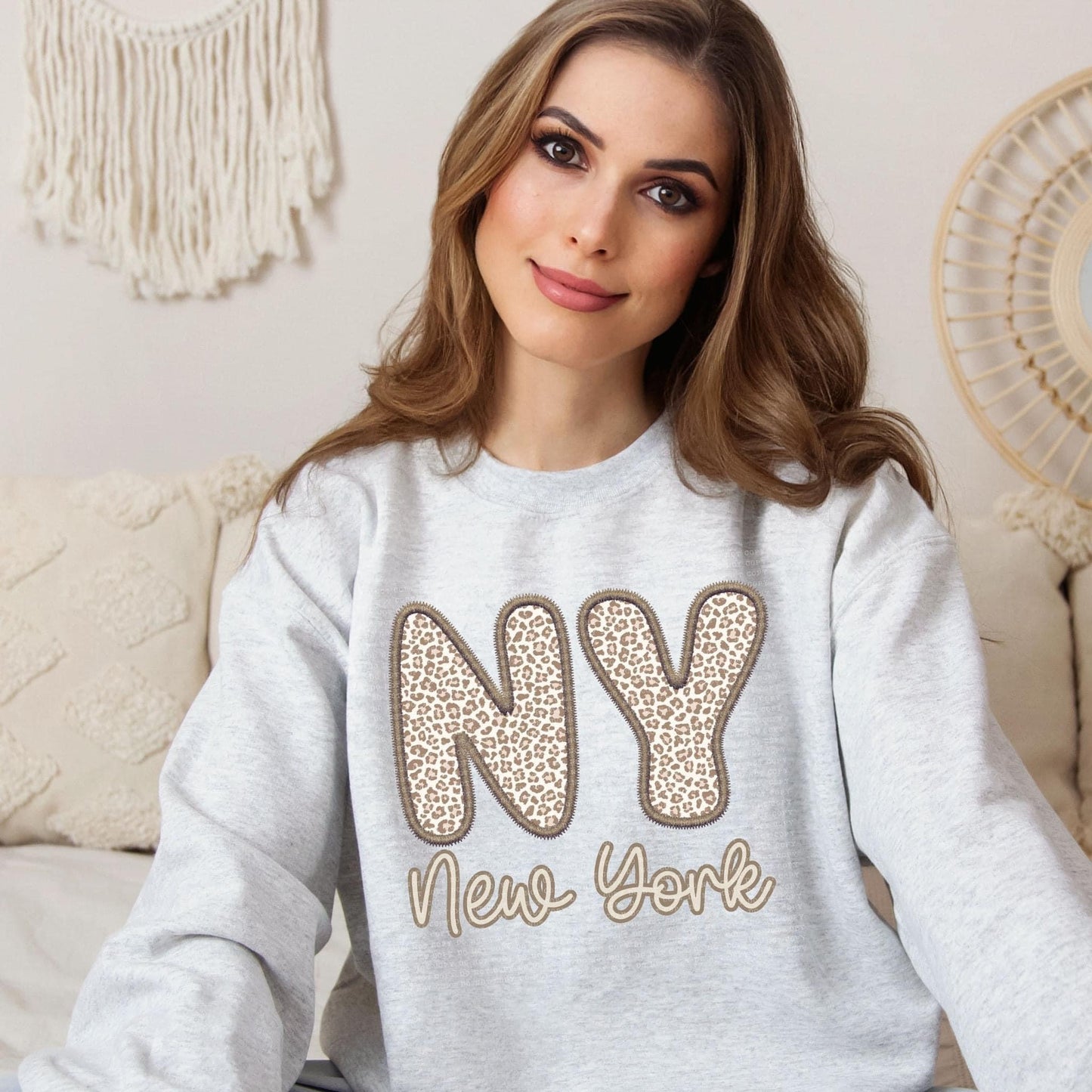 Leopard State Sweatshirts Faux Embroidery