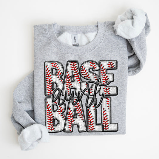 Baseball Family Member Sweatshirt FAUX embroidery graphic