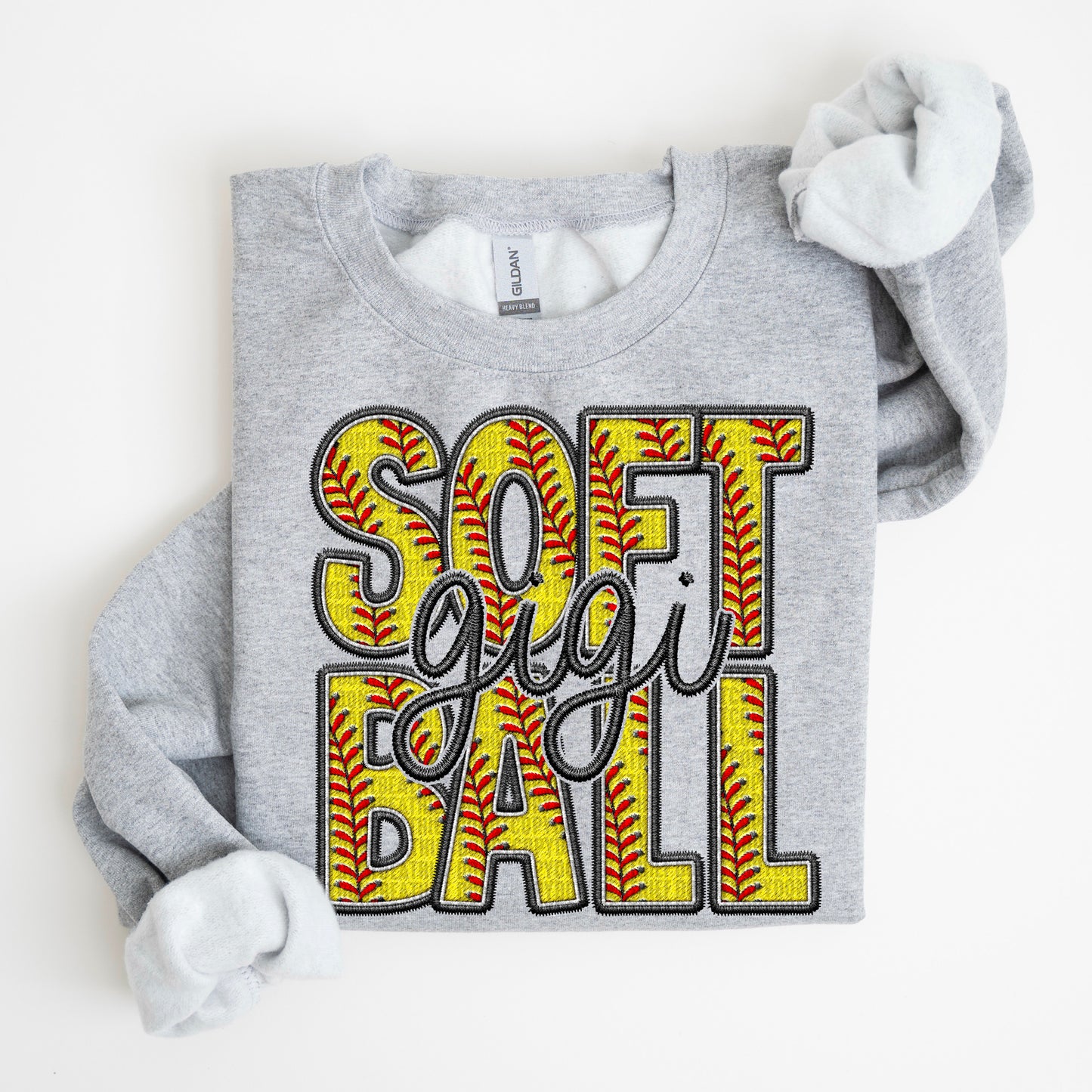 Softball Family Member Sweatshirt FAUX embroidery graphic