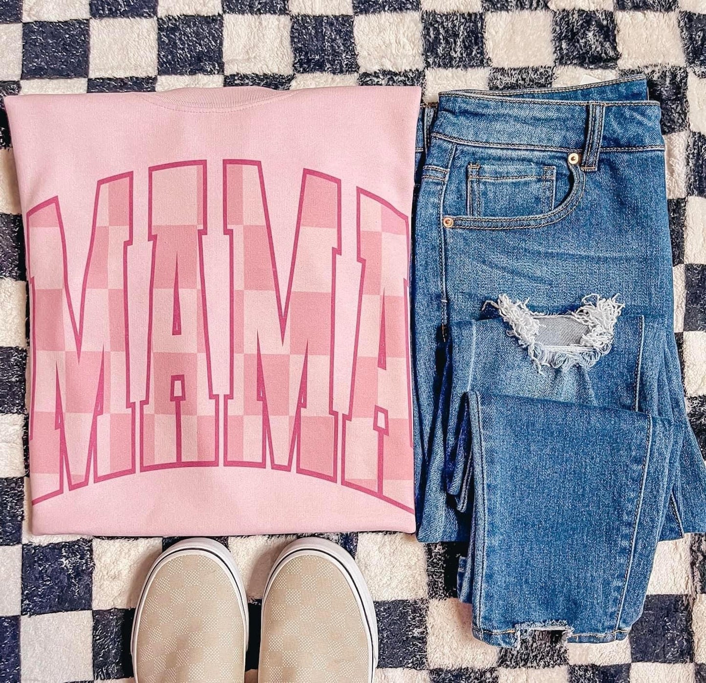 Mama Checkered Sweatshirt - Two Colors & Styles