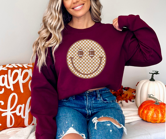 Retro FB Checkered Face Graphic Sweatshirt