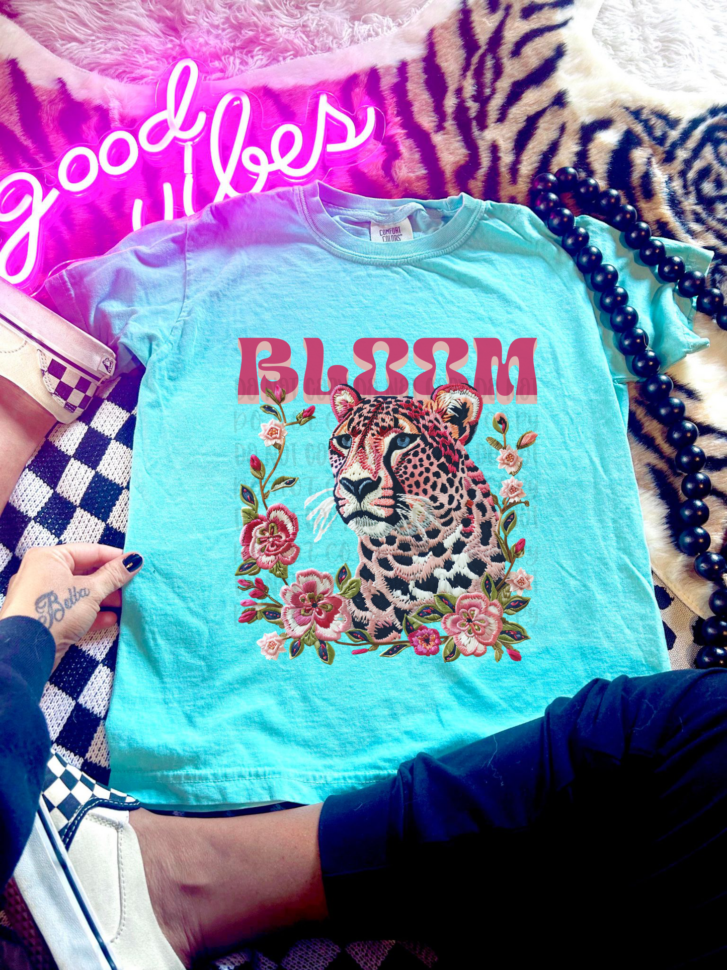 Bloom Tiger Graphic Tee - FAUX Embroidery