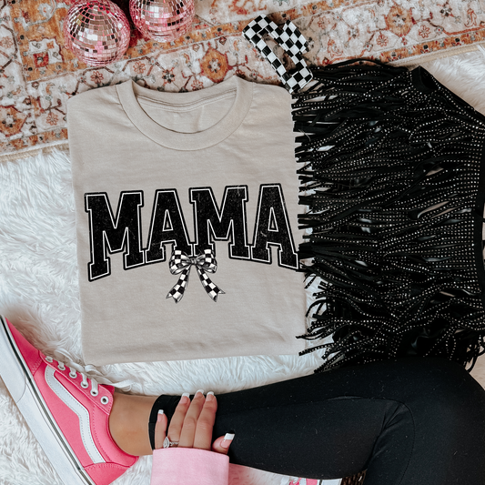 Mama Checkered Bow Graphic Tee