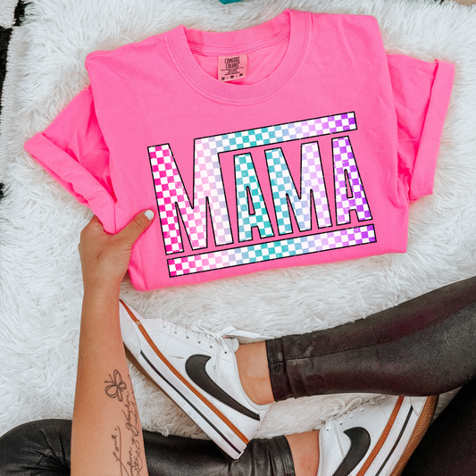 Mama Checkered Ombre Graphic Tee